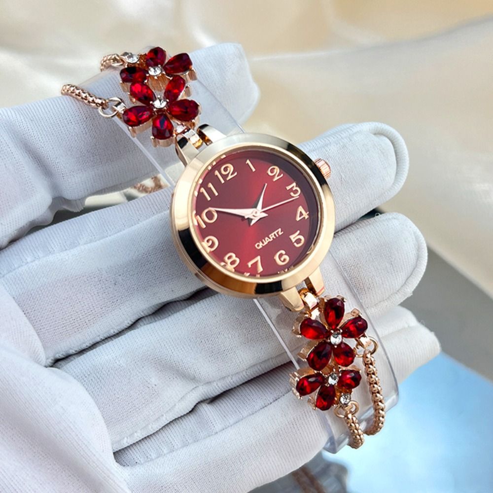Watches Ladies Smartwatch - Elegante Damen-Armbanduhr mit Doppelschichtiger Kette, Blumen-Quarz-Armbanduhr,